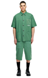 Resim Yeşil Marka Logolu Kısa Kollu Pamuk Gömlek