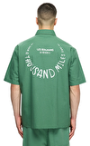 Resim Yeşil Marka Logolu Kısa Kollu Pamuk Gömlek