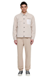 Resim Bej Karma Uzun Kollu Pamuk Ceket