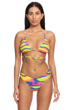 Resim Çok Renkli Karışık Desenli Bikini Üstü