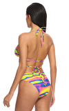 Resim Çok Renkli Karışık Desenli Bikini Üstü