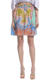 Resim Çok Renkli Karışık Desenli Lastik Bel Mini Etek