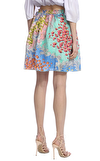 Resim Çok Renkli Karışık Desenli Lastik Bel Mini Etek