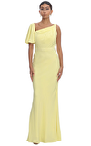 Resim Sarı Asimetrik Kol Maksi Gece Elbisesi