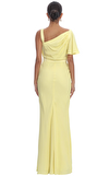 Resim Sarı Asimetrik Kol Maksi Gece Elbisesi