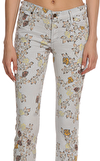 Resim Renkli Çiçekli Dar Paça Pamuklu Jean Pantolon
