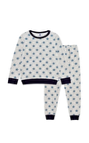 Resim Buz Mavisi Yıldız Desenli Uzun Kol Yuvarlak Yaka Pamuklu Erkek Pijama Takımı