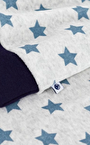 Resim Buz Mavisi Yıldız Desenli Uzun Kol Yuvarlak Yaka Pamuklu Erkek Pijama Takımı