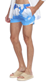 Resim Mavi Bulut Desenli Lastik Bel Şort Mayo