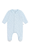Resim Bebe Mavisi Yıldız Detaylı Uzun Kol Bebe Yaka Pamuk Unisex Ayaklı Tulum