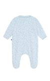 Resim Bebe Mavisi Yıldız Detaylı Uzun Kol Bebe Yaka Pamuk Unisex Ayaklı Tulum