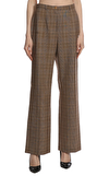 Resim Kahverengi Ekose Desenli Geniş Paça Pantolon