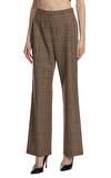 Resim Kahverengi Ekose Desenli Geniş Paça Pantolon
