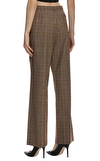 Resim Kahverengi Ekose Desenli Geniş Paça Pantolon