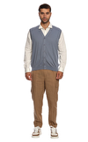 Resim Mavi Sıfır Kol V Yaka Pamuk Yelek