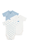Resim Çok Renkli Kısa Kollu Pamuk 3'lü Yeni Doğan Body Seti