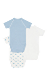 Resim Çok Renkli Kısa Kollu Pamuk 3'lü Yeni Doğan Body Seti