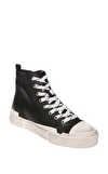 Resim Siyah Deri Kadın Sneakers