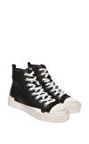 Resim Siyah Deri Kadın Sneakers