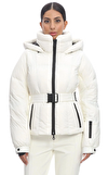 Resim Beyaz Uzun Kollu Kapüşonlu Kayak Montu