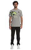 Resim Gri Baskılı Kısa Kollu Yuvarlak Yaka Pamuk Erkek T-Shirt