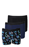 Resim Çok Renkli Karışık Desenli Normal Bel Pamuk 3'Lü Boxer Set