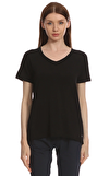 Resim Siyah Kısa Kol V Yaka T-Shirt