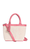 Resim Pembe Yazı Detaylı Pamuk Omuz Askılı El Çantası