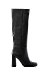 Resim Siyah Deri Yüksek Topuklu Kadın Çizme
