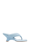 Resim Buz Mavisi Deri Topuklu Parmak Arası Kadın Terlik