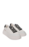Resim Beyaz Deri Kalın Topuk Kadın Sneakers
