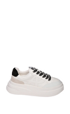 Resim Beyaz Deri Kalın Topuk Kadın Sneakers