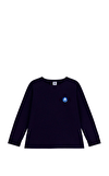 Resim Lacivert Marka Logolu Uzun Kollu Pamuk T-Shirt