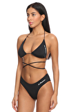 Resim Siyah Marka Logolu Askılı Bikini Üstü