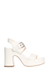 Resim Beyaz Deri Yüksek Topuklu Kadın Sandalet