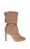 Resim Bej Deri Yüksek Topuklu Bot
