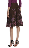 Resim Kahverengi Çiçekli Midi Etek