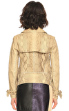 Resim Çok Renkli Yılan Derisi Desenli Uzun Kol Piton Derisi Ceket