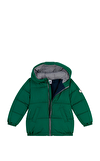 Resim Kapüşonlu Yeşil Mont
