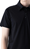 Resim Siyah Kısa Kollu Gömlek Yaka Erkek T-Shirt