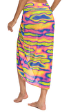 Resim Çok Renkli Karışık Desenli Normal Bel Midi Pareo Etek