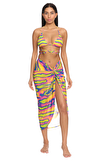 Resim Çok Renkli Karışık Desenli Normal Bel Midi Pareo Etek