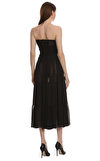 Resim Siyah Yırtmaç Detaylı Kolsuz Straplez Midi Elbise