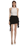 Resim Siyah Asimetrik Kesim Volanlı Normal Bel Mini Etek