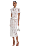 Resim Beyaz Dantelli Kısa Kollu Dik Yaka Midi Boy Elbise