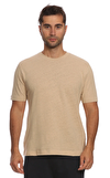 Resim Bej Kısa Kollu Bisiklet Yaka Pamuk Erkek T-Shirt