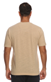 Resim Bej Kısa Kollu Bisiklet Yaka Pamuk Erkek T-Shirt