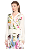 Resim Çok Renkli Çiçek Desenli Pamuk Keten Karışımlı Hırka
