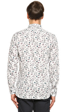 Resim Beyaz Çiçek Desenli Uzun Kollu Gömlek Yaka Pamuk Gömlek