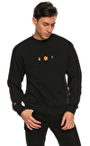 Resim Siyah Baskılı Uzun Kol Erkek Sweatshirt